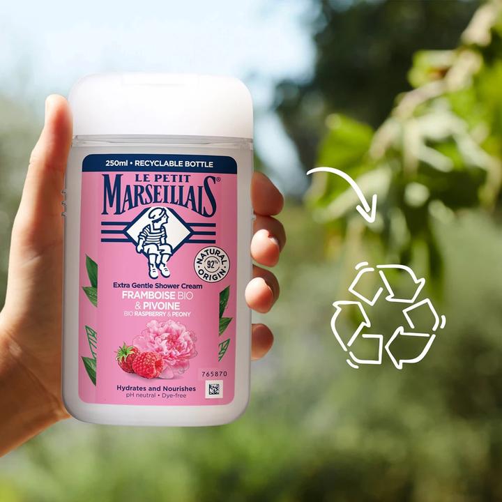 Image du produit Le Petit Marseillais Crème de douche extra-douce à la framboise et à la pêche - Hydratant et (250 ml)