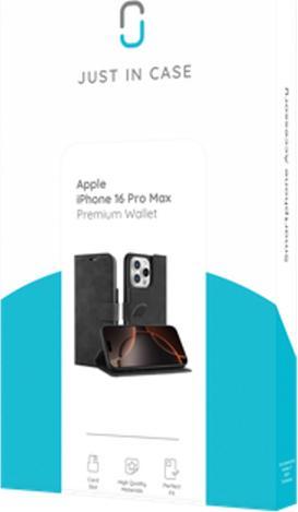 Actual product image Just in Case Pu-Leather Premium Book Case Black Apple iPhone 16 Pro Max (Apple iPhone 16 Pro Max)