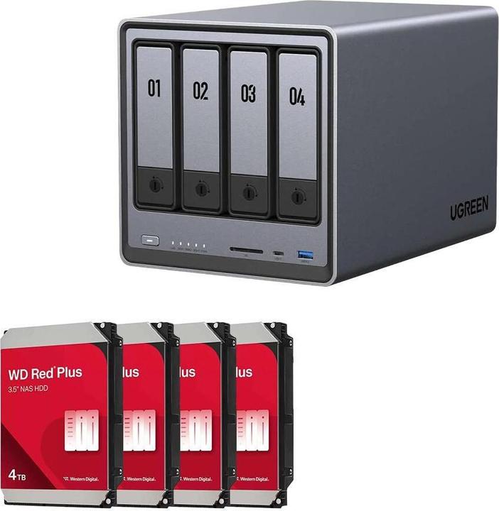 Produktbild Ugreen DXP4800 NAS-Server Leergehäuse + 4x WD Red® Plus NAS Festplatte - 4 TB (4 x 4 TB, WD Red Plus)