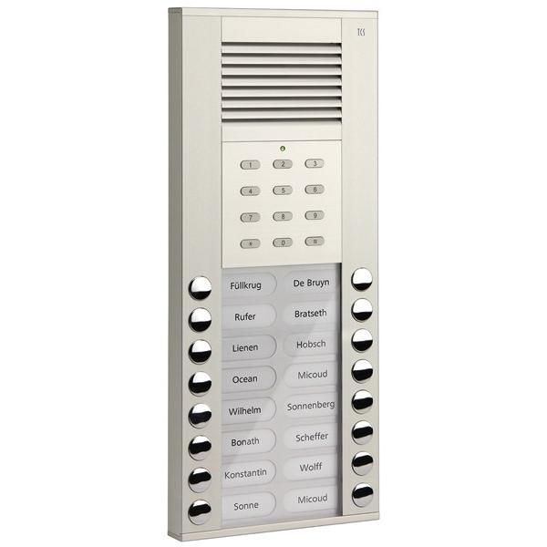 TCS, Klingel + Türsprechanlage, ASE51160-0010 Audio AuÃenstation ASE 16 Tasten 1-reihig AP silber