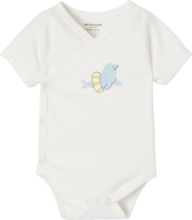 Actual product image Vertbaudet Bio-Kollektion: 5er-Pack Baby Kurzarm-Bodys in Wickelform (74)