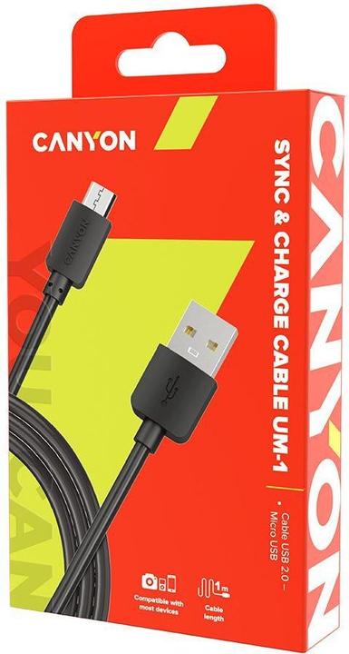 Produktbild Canyon Kabel UM-1 MicroUSB (1 m, USB 2.0, 5 W)