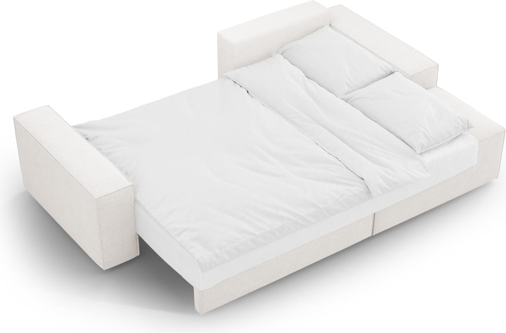 Actual product image Micadoni Bouclé Right Corner Sofa With Bed Function And Box, "Jodie", 3 Seats, 246x151x86 Made in Europe (Corner sofa)