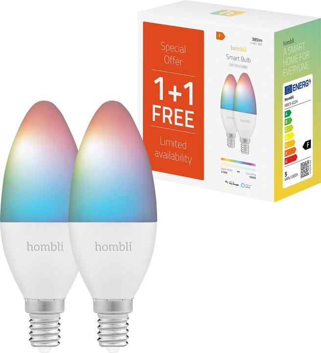 Actual product image Hombli Smart Bulb (E14, 385 lm, 2x)