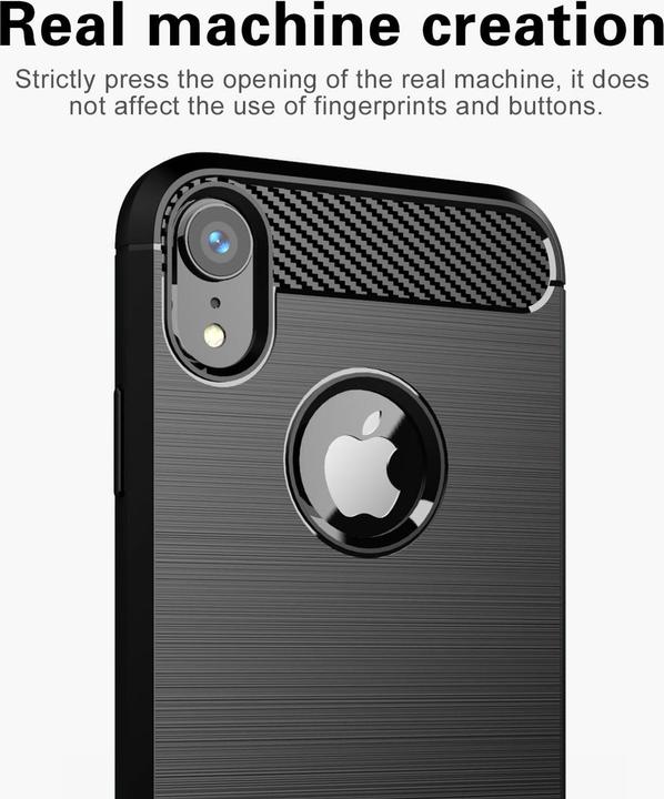 Immagine prodotto Cadorabo TPU Ultra sottile in acciaio inossidabile al carbonio Combi Cover (Apple iPhone XR)