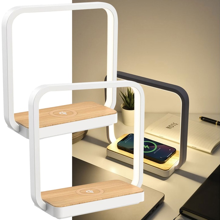 Produktbild Wilit 2er-Set Wireless Charging Qi-Ladestation, Nachttischlampe LED, 5 Watt