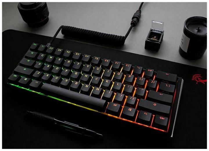 Actual product image Ducky One 3 Classic Black/White Mini Gaming Keyboard, RGB LED - MX-Speed-Silver (US) (US, Cable)