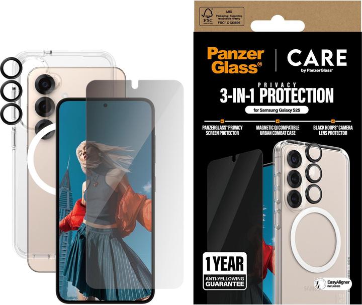 Produktbild PanzerGlass CARE by ® Flagship 3-in-1 Privacy Set Samsung Galaxy S 2025 (1 Stück, Samsung Galaxy S25)