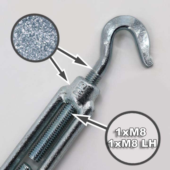 Actual product image Aquagart 5 Seilspanner für Wildzaun Fostzaun Spannschloss Drahtspanner 2 Haken