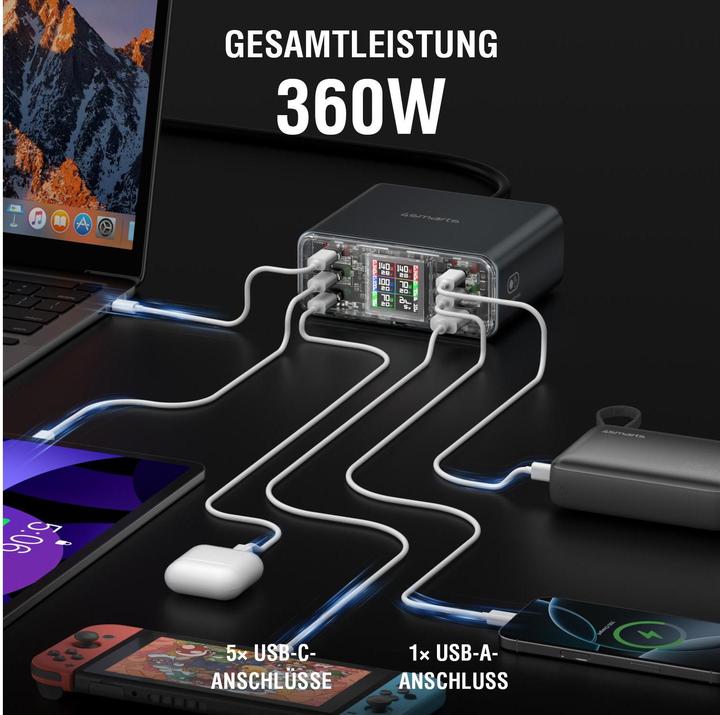 Produktbild 4smarts 4smarts Ladestation Lucid GaN DIY 360W (360 W, 6 Ports)