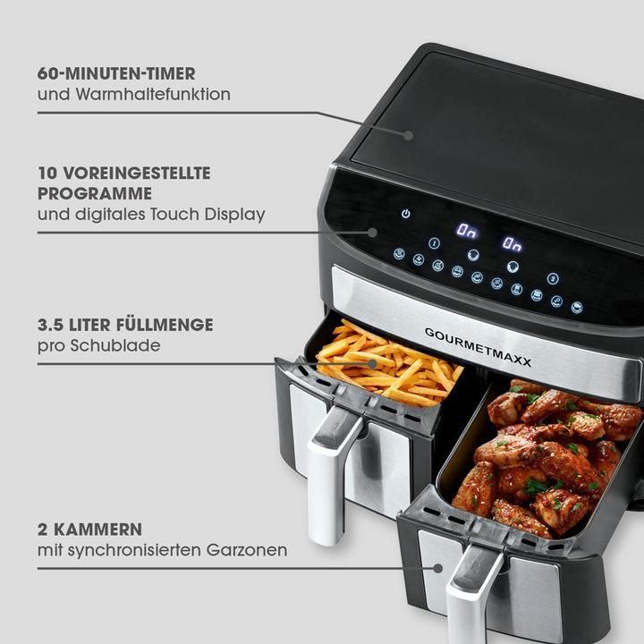 Immagine prodotto Gourmetmaxx Friggitrice ad aria calda a due camere