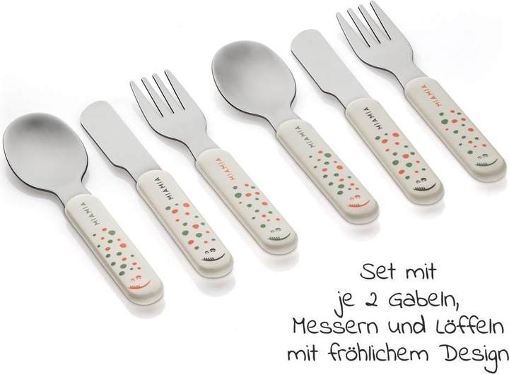 Produktbild MiaMia Esslernbesteck Besteck-Set 6-teilig - Punkte - Weiss