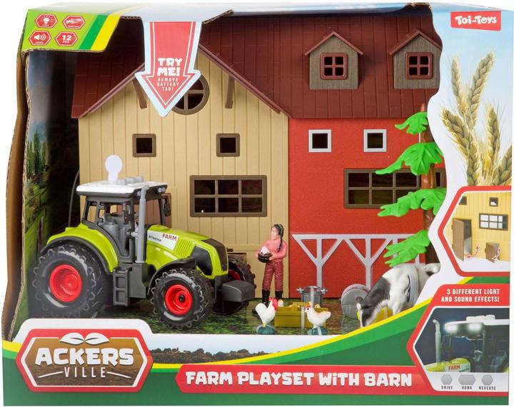 Actual product image Toi-Toys Ackersville Bauernhof mit Traktor, Licht und Sound-Spielset, 12-tlg.