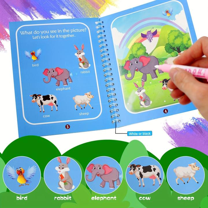 Immagine prodotto Activity Board Libro da colorare ad acqua riutilizzabile, libro magico da colorare ad acqua, giocattolo da