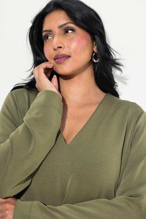 Produktbild Ulla Popken Sweatkleid, V-Ausschnitt, Langarm, Taschen, Modalmix (46, 48)
