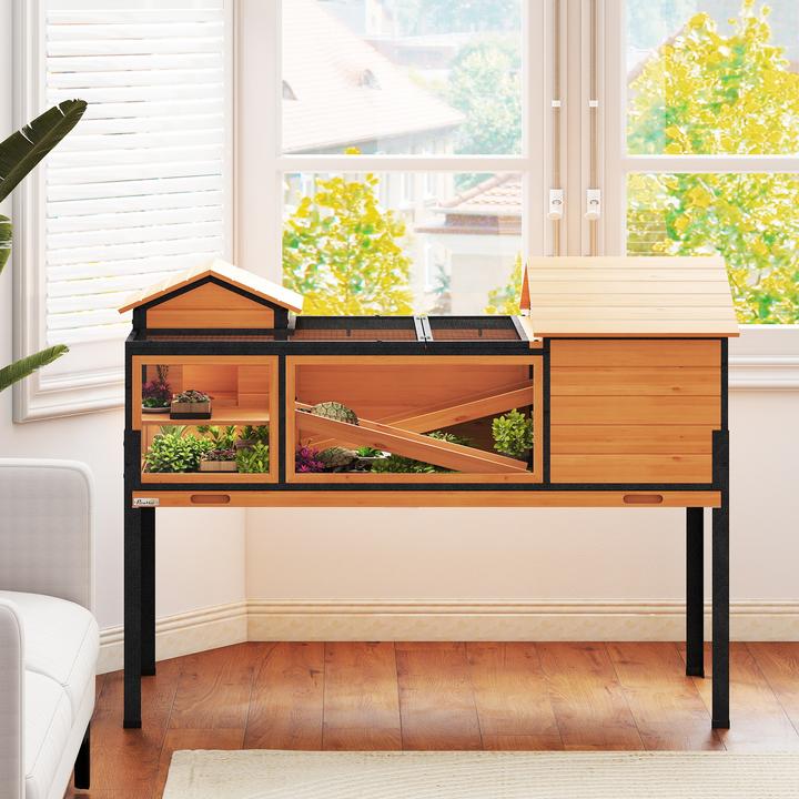 Produktbild PawHut Schildkrötenhaus Tannenholz, Stahl Gelb