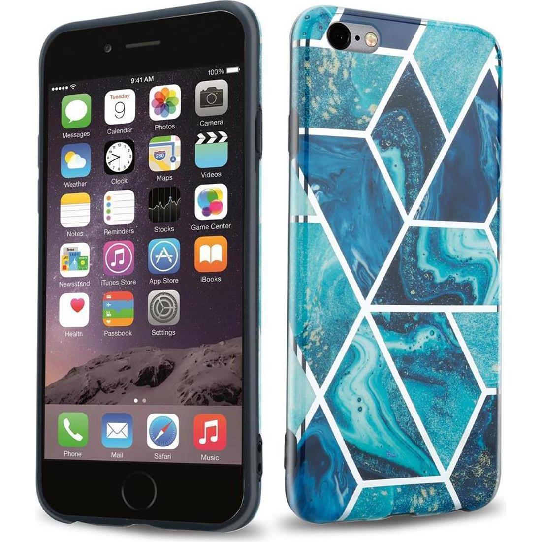 Cadorabo IMD TPU Bunter Marmor Cover (Apple iPhone 6 Plus), Smartphone Hülle, Blau