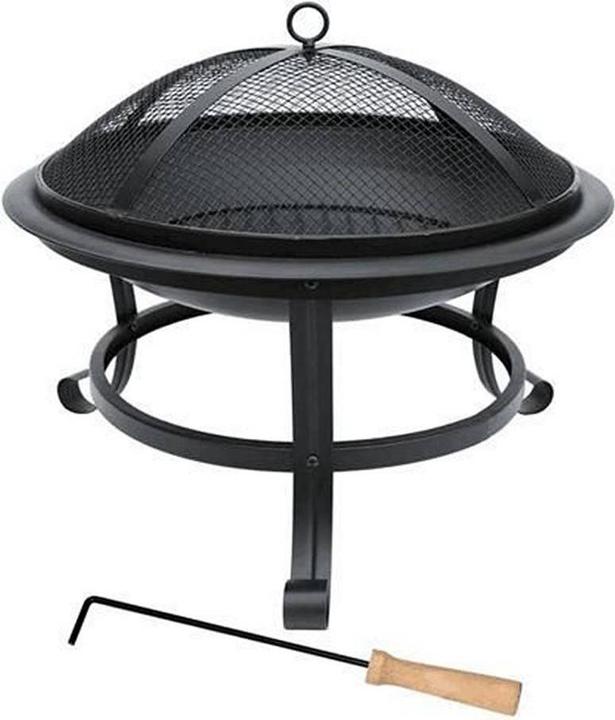 Grafner Bol de feu avec grille pare-étincelles, crochet de feu et grille à charbon Corbeille à feu Ø 52cm (52 cm)