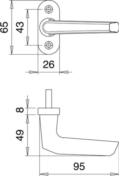 Actual product image EDI Window handle 1512/0000 Aluminium F2 / nickel silver coloured 35 mm standard