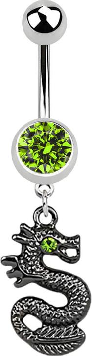 Image du produit Star Piercing Banane argent avec pendentif dragon noir vert clair (sans laiton, Acier chirurgical 316L)