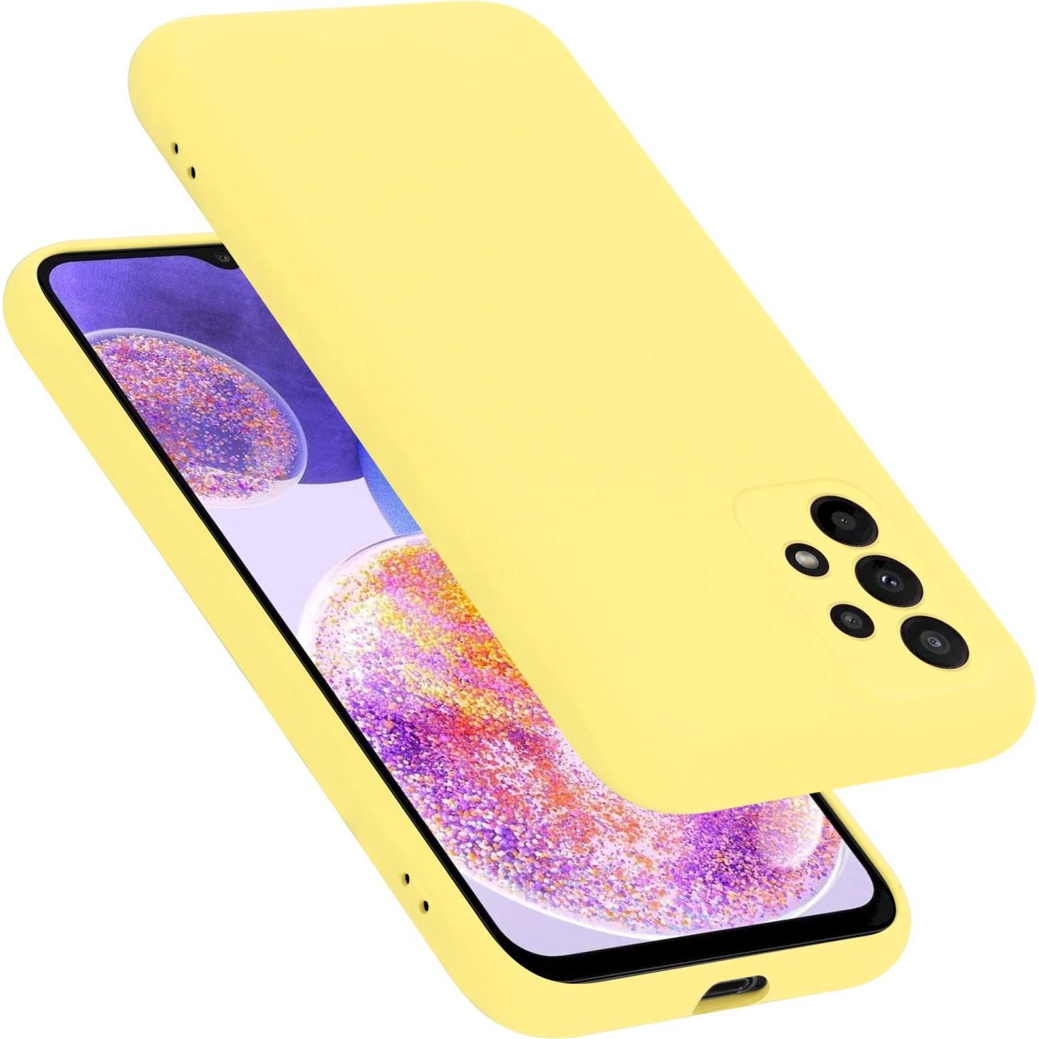 Cadorabo TPU Liquid Silicone Case Hülle für Samsung Galaxy A23 4G (Samsung Galaxy A23), Smartphone Hülle, Gelb