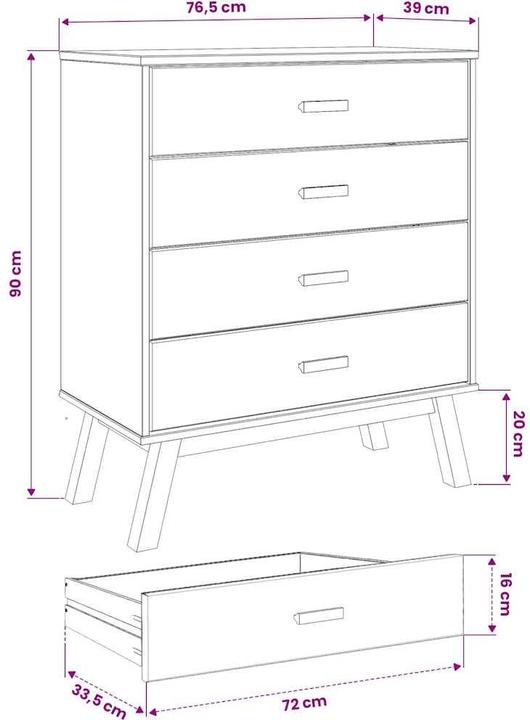 Image du produit vidaXL Schubladenschrank (76.50 x 39 x 90 cm)