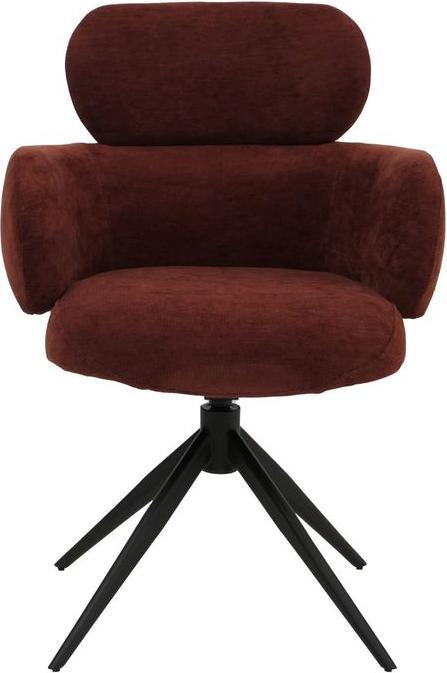 Immagine prodotto Mendler Esszimmerstuhl HWC-O77, drehbar Auto-Return, Stoff (310g/m²) Chenille Öko-Tex – rotbraun