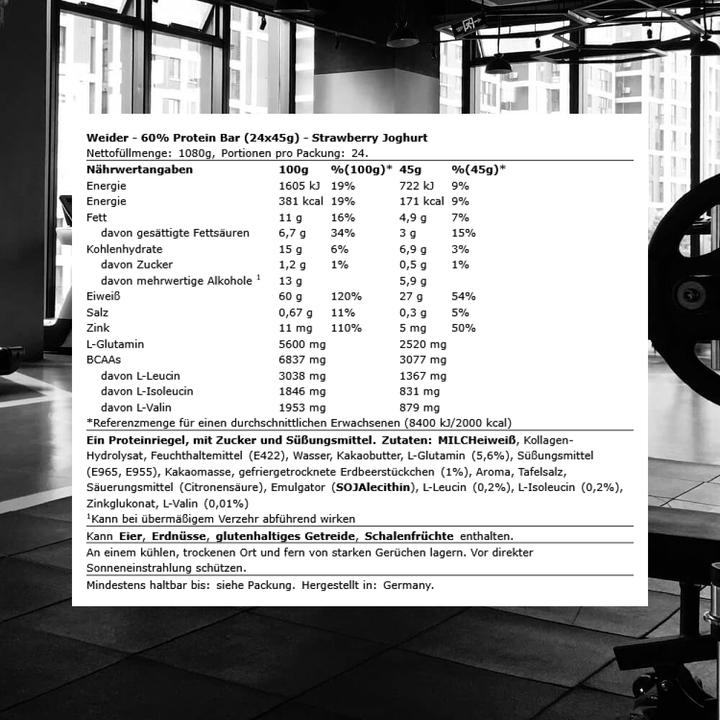 Image du produit Weider 60% Protein Bar (1080 g, 24 pcs)