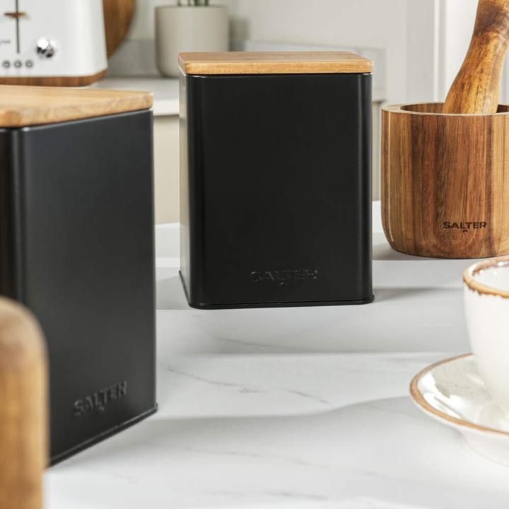 Actual product image Salter BW129001EU7 Toronto 4-Piece Bread Bin & Canister Set - Black