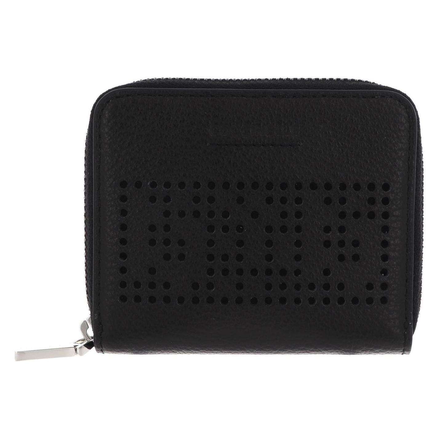 Coccinelle, Damen, Portemonnaie, Metallic Perforee Leather Zip Around Wallet, Schwarz