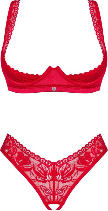 Produktbild Obsessive Lacelove Cupless Zweiteiliges Set Rot Xl/Xxl (XL, XXL)