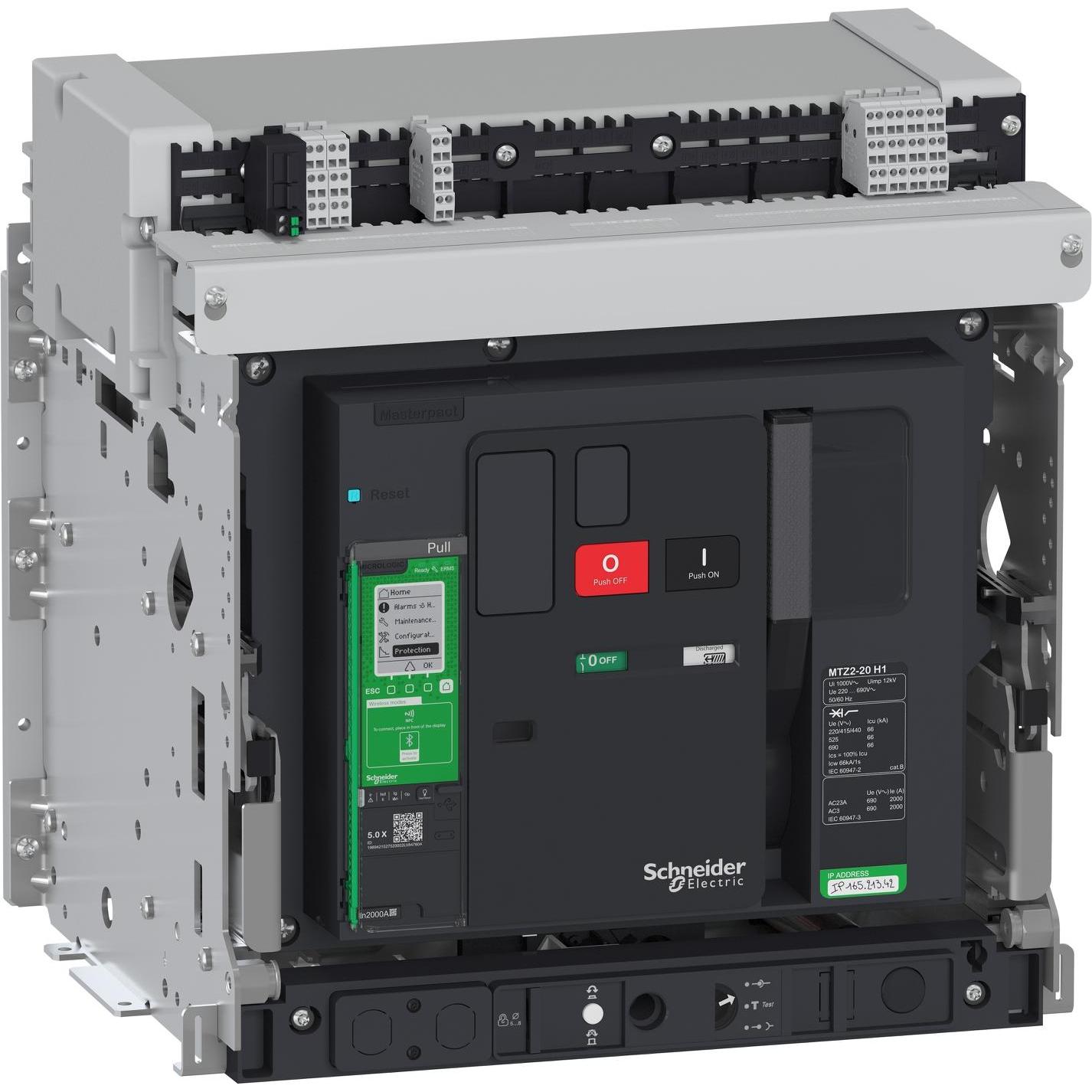 Schneider, Schutzschalter, Leistungsschalter, MasterPact MTZ2 20H1 (66kA/415VAC), 3P, 2000A, ausfahrbar, handbetätigt, S...