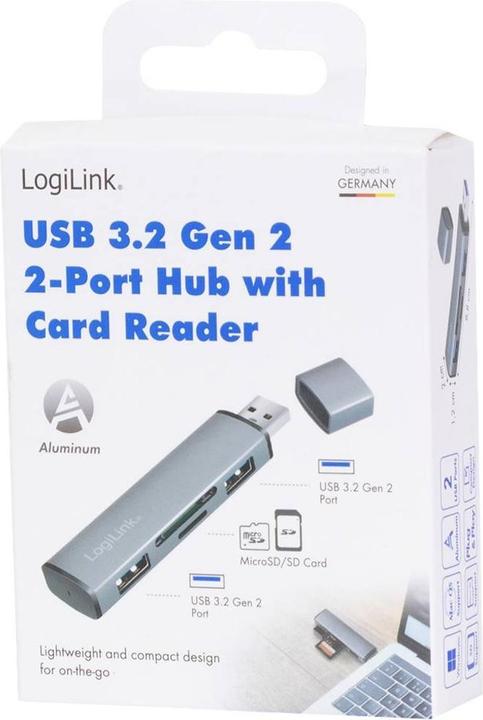 Produktbild LogiLink Cardreader USB 3.2 Hub 2-port grey (USB-A, 4 Ports)