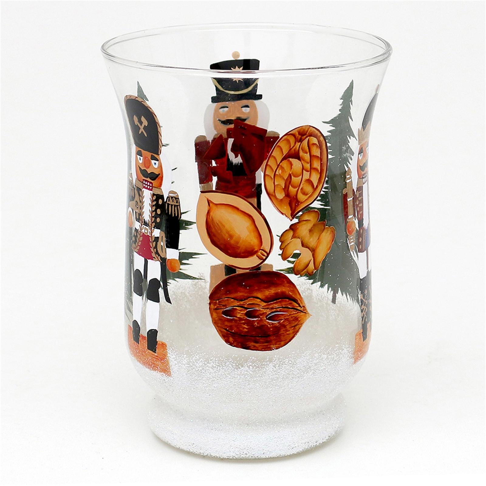 Thumbnail - SIGRO, Windlicht, Teelichthalter Ø 11 cm Glas mit Weihnachtsmotiv (1 x, 11 x 11 x 15 cm)