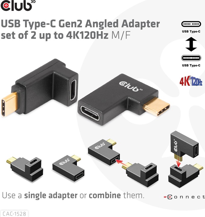Productafbeelding Club 3D Club3D Adapter USB 3.2 Type C <> USB 3.2 Type C St/B (USB 3.2 Gen 2)