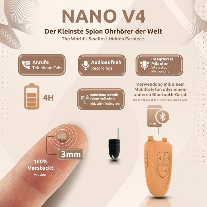Actual product image PingaOculto Spion Kopfhörer Nano V4 + VIP Pro UltraMini (3.50 h, Wireless)