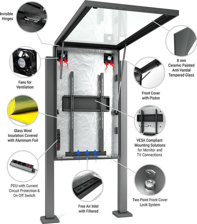 Produktbild DSS Outdoor Stele Portrait, 65" Bildschirm, schwarz