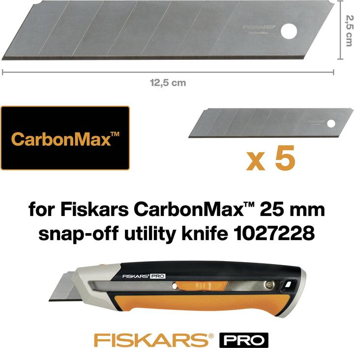Actual product image Fiskars Snap Off Knife Cmax 25mm 5pcs (Replacement blade)