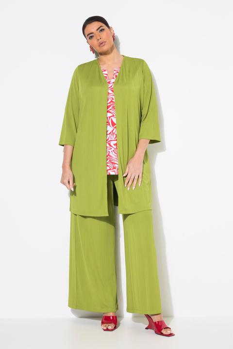 Image du produit Ulla Popken Gilet long en jersey côtelé, coupe ouverte et encolure en V (42, 44)