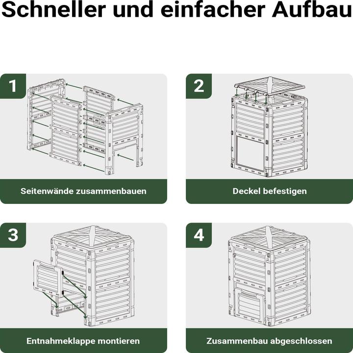 Produktbild Wiltec Gartenkomposter 300l Komposter 61x61x82cm Schnellkomposter Kompostierer (300 l)