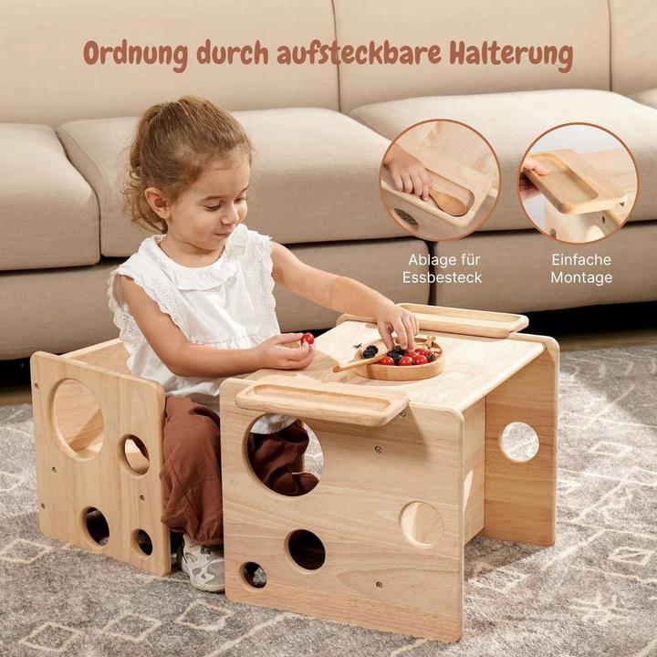 Image du produit Hermex Ensemble table et chaise en bois pour enfants Meubles pour enfants Tabouret (Chaise haute, Table des enfants)