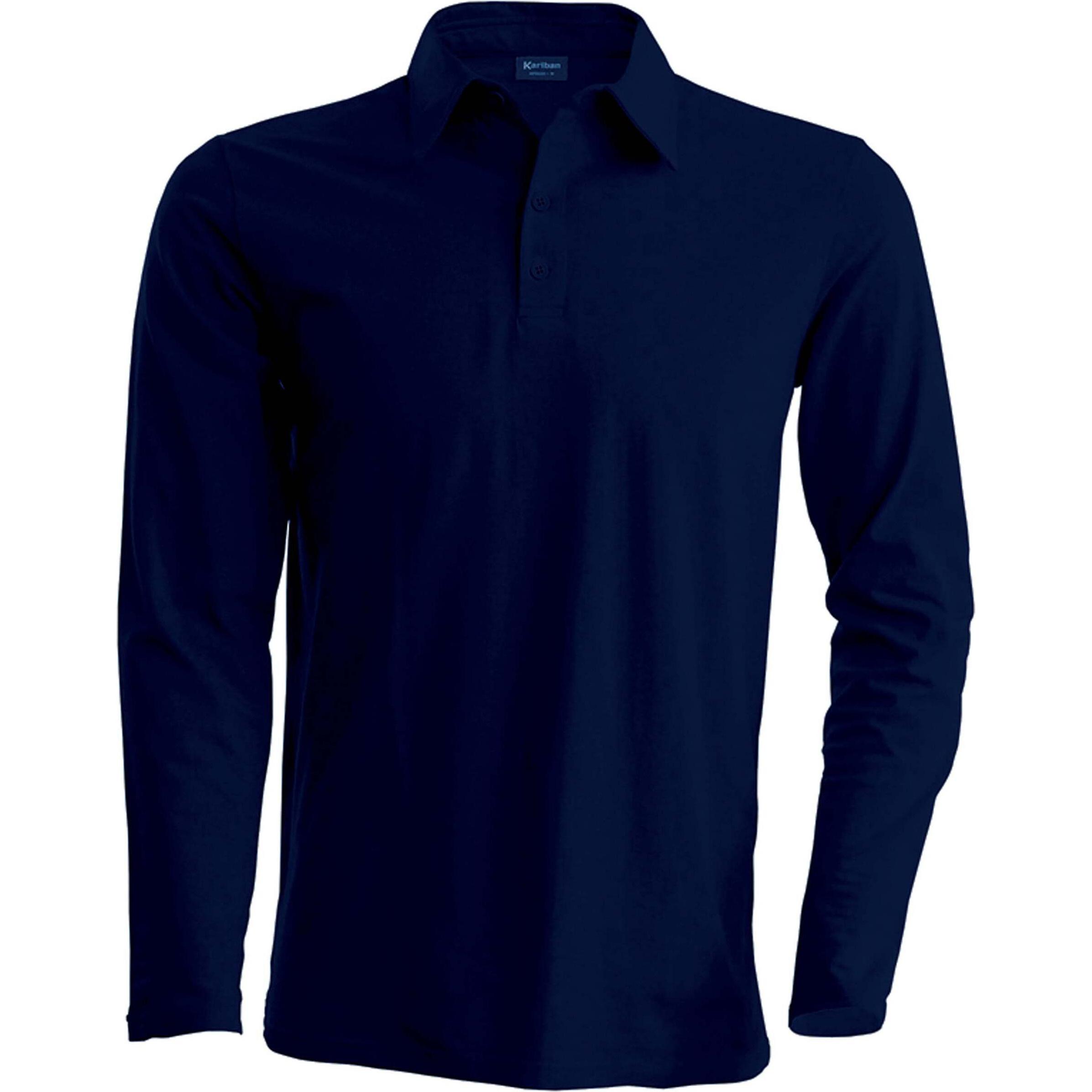 Kariban, Herren, Shirt, Langärmeliges Polo-Shirt, Blau, (M)