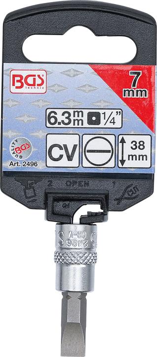 Actual product image BGS Bit Socket 6.3 mm (1/4") Drive Slot SL 7 mm (Inner square)