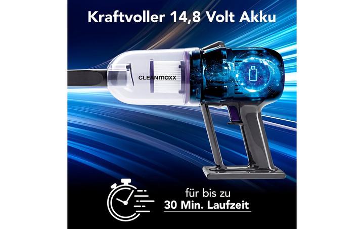 Productafbeelding CleanMaxx Akku-Hand- und Stielsauger 14.8 V, Grau/Lila
