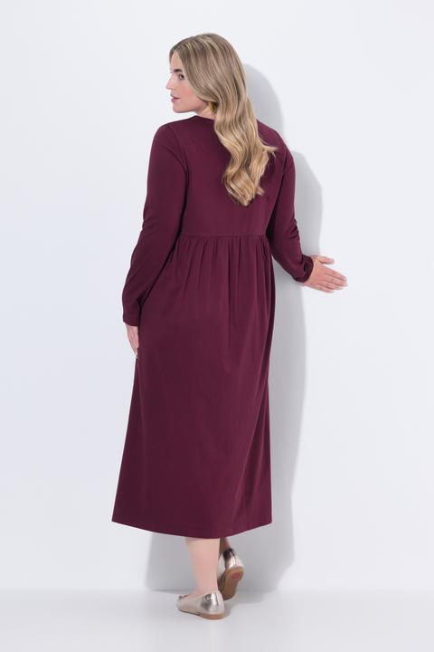 Produktbild Ulla Popken Jersey-Maxikleid, A-Linie, Tunika-Ausschnitt, Langarm (54)