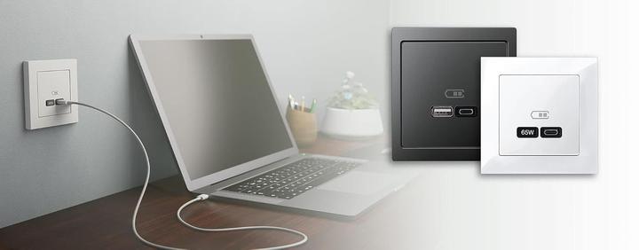 Produktbild Merten MEG4366-0130 USB-Ladeeinsatz Typ 1x USB C mit Power-Delivery - USB Typ C - Noteb