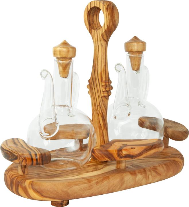 Natura Punto Oliera in legno con dispenser per aceto e olio