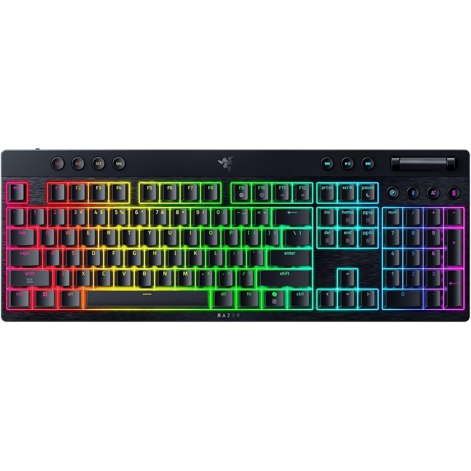 Razer BlackWidow V4 Low-profile HyperSpeed (USA, Kabellos), Tastatur, Schwarz