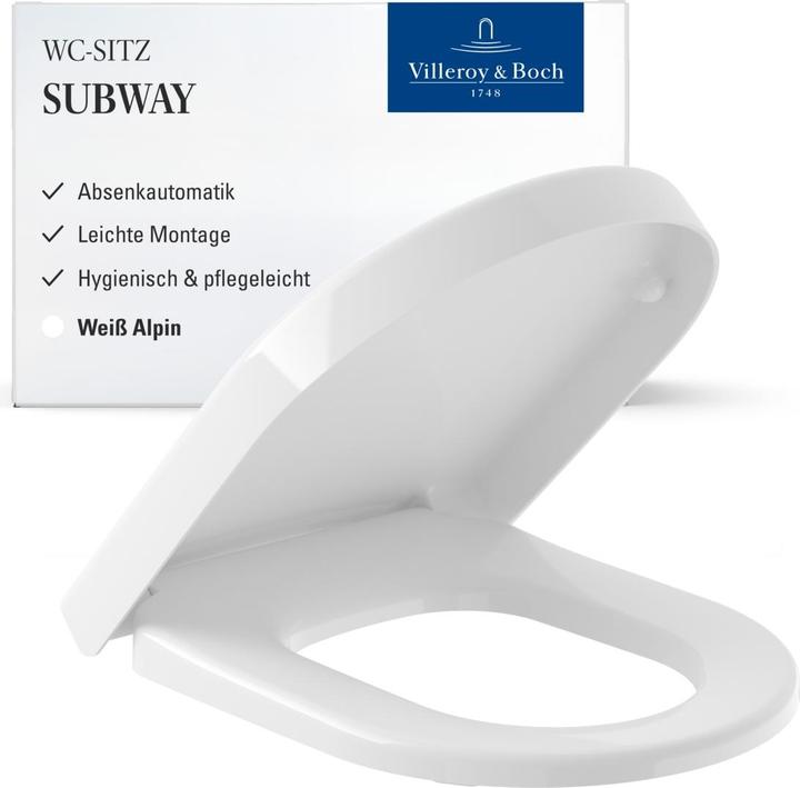 Image du produit Villeroy & Boch Siège de WC Subway, avec abaissement automatique et siège amovible