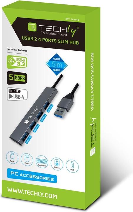 Actual product image Techly USB HUB USB Hub 4 Port USB3.2 Gen1 (USB-A, 4 ports)